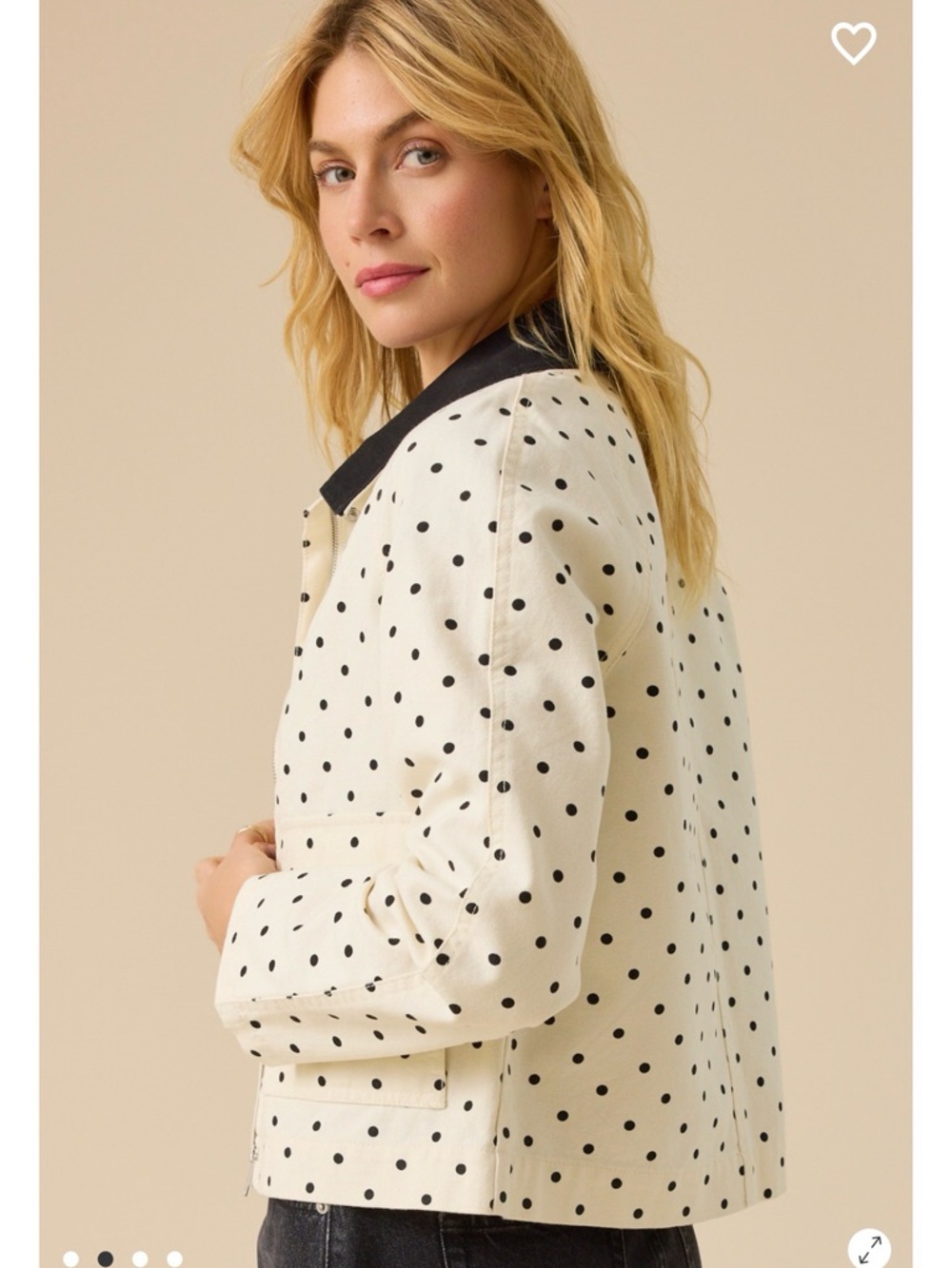 Altar'd State Cream and Black Polka Dot Jacket - Picture 3 of 7